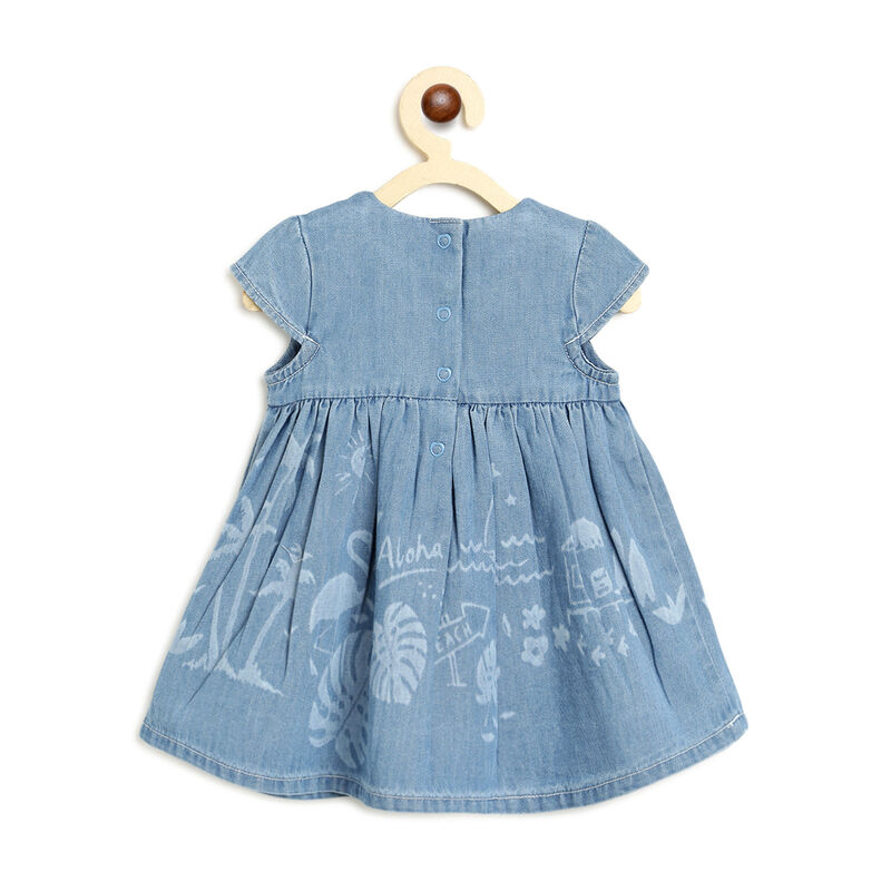 Girls Medium Light Blue Short Sleeve Dress image number null